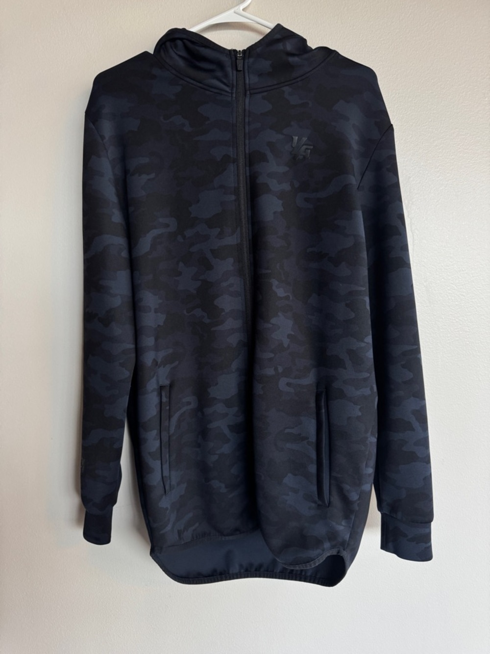 YoungLA Camo Zip Up Hoodie Blue Camouflage Athletic Gym Jacket Large